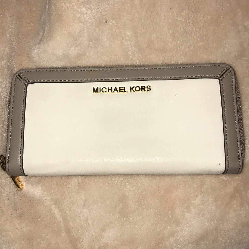 two tone michael kors continental zip wallet